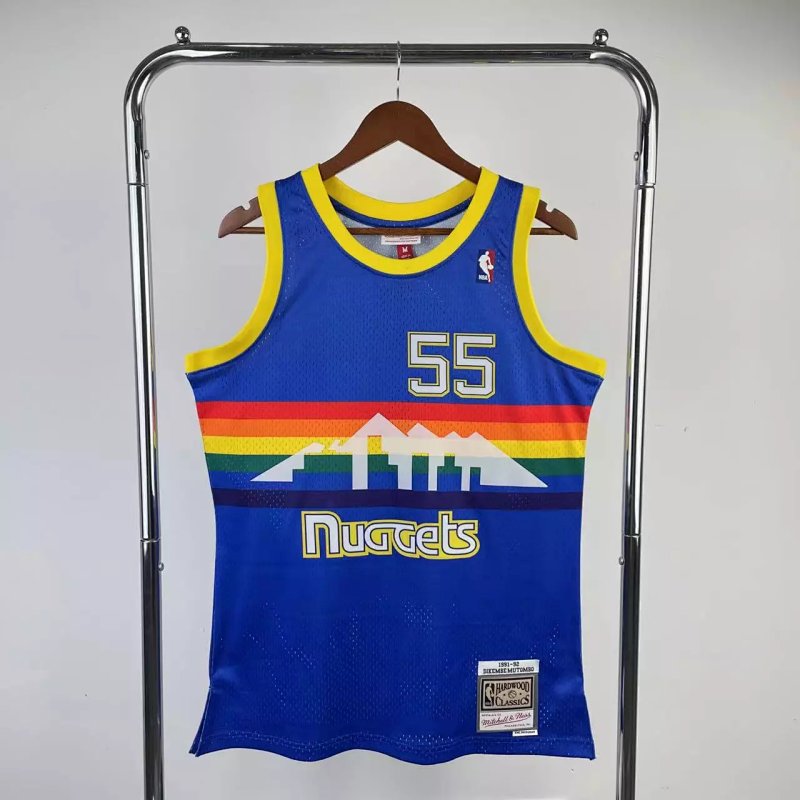 Nuggets MN91-92 Season Vintage Jersey #55 Mutombo NBA Basketball Jerseys Men's Customized City Edition Jerseys Sports Vest Heat Press Printed