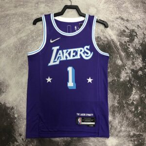 Lakers 22 Season 75th Anniversary City Edition Nike Jersey #1 Russell Basketball Jerseys Men's nba Customized City Edition Jerseys Sports Tank Top Heat Press Printed