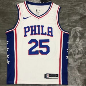 76ers 21 season jersey #25 Simmons V-neck white Nike Nike Basketball Jerseys Men's nba customized ball uniforms sports undershirt SW version hot pressing
