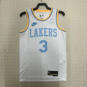 Lakers 22-23 season vintage white Nike jersey No. 3 Thick Brow Basketball Jerseys Men's nba Customized City Edition Jerseys Sports Vest Heat Press Printed