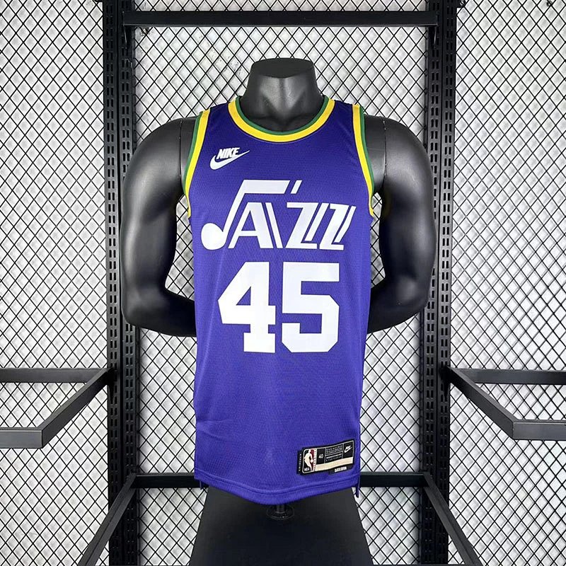 Jazz 23-24 Season Retro Nike Jersey 45 Mitchell Basketball Jerseys Men's nba Customized Retro City Edition Jerseys Sports Vest Heat Press Printed