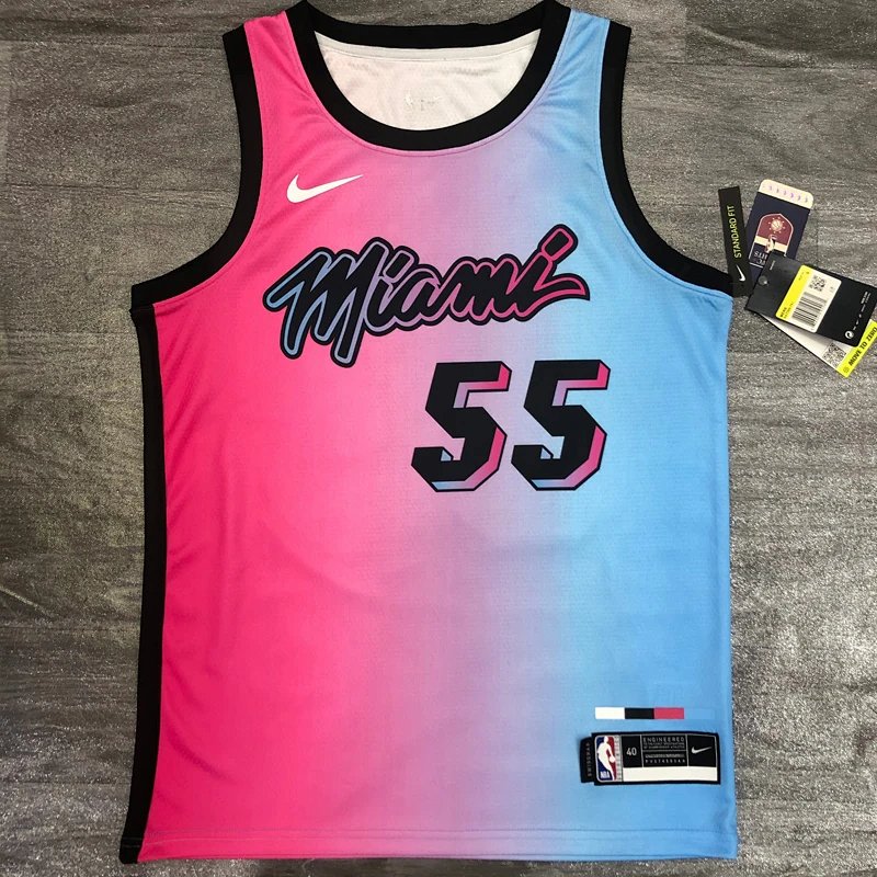 Heat 21 season city edition 55 Robinson jersey gradient basketball jersey men's nba customized jersey sports undershirt heat press printing